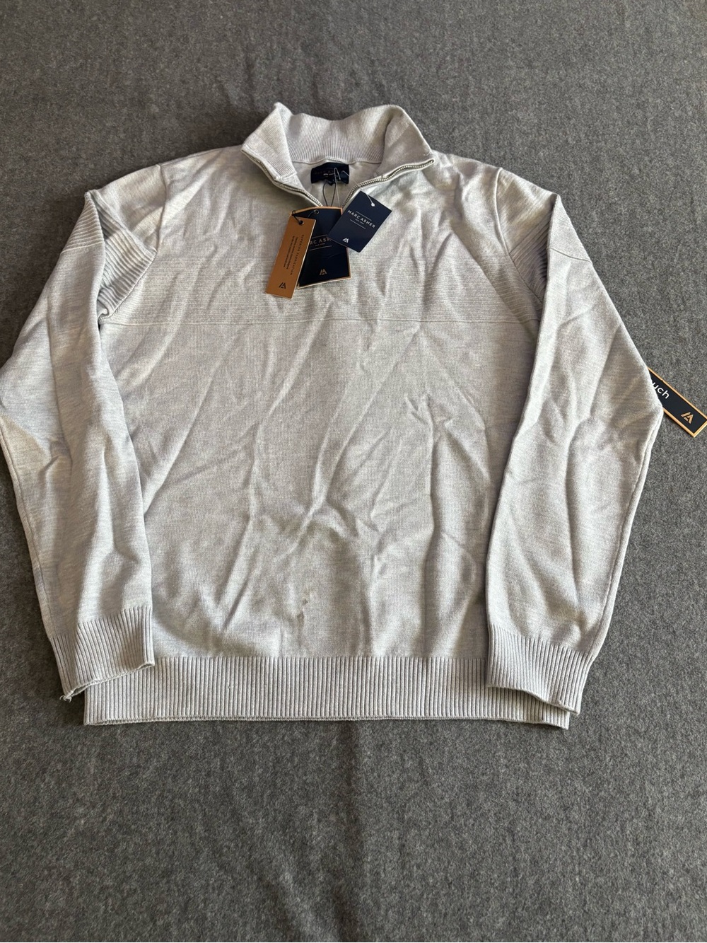 Marc Asher New York Men's Quarter Zip Sweater Grey Size Large NWT